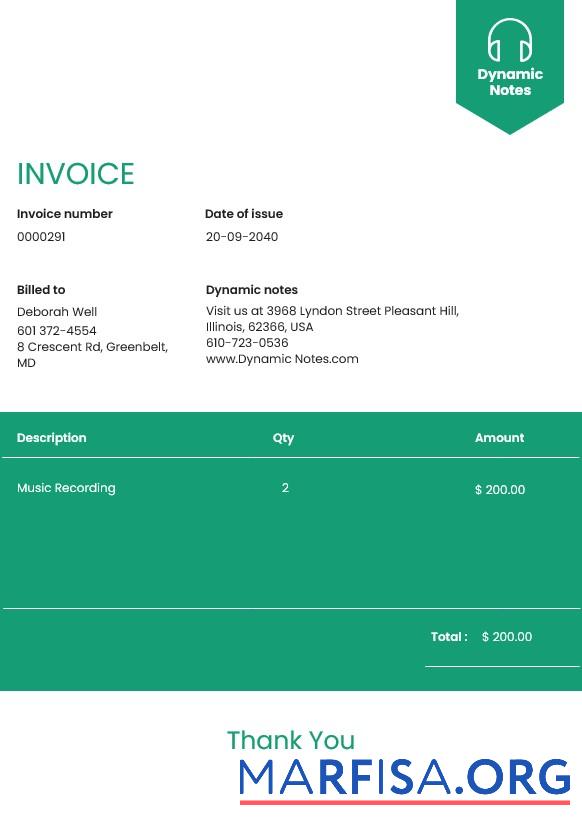 Realistic Music Production Invoice Template